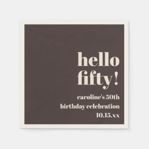 Serviette En Papier Marron Chaud Gras Anniversaire 50 Ans Personnalisé