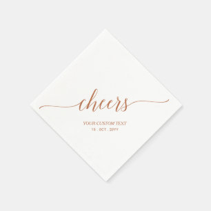 Serviette En Papier Marron Élégant Lettre Stylée Cheers Evénement
