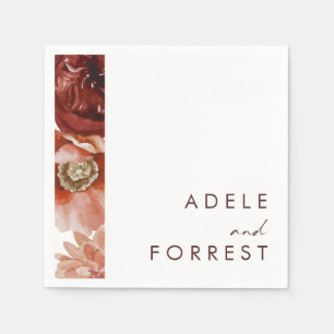Serviette En Papier Marsala Autumn Floral Napkins Mariage blanc