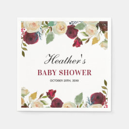 Serviette En Papier Marsala Bourgogne Rouge Baby shower d'automne