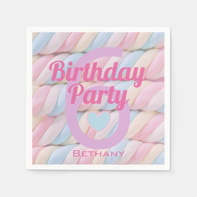 Serviette En Papier Marshmallow Candy Girls Anniversaire (Devant)