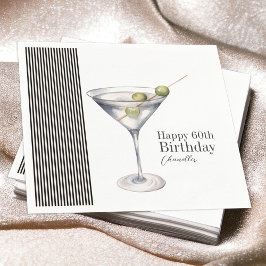 Serviette En Papier Martini Cocktail Elégant 60ème anniversaire fête