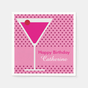 Serviette En Papier Martini Cocktail Moderne Polka Dot Personnalisé An