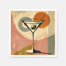Serviette En Papier Martini d'art moderne du milieu du siècle