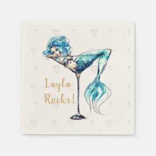 Serviette En Papier Martini de sirène personnalisé et magnifique