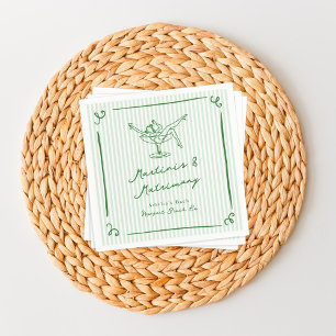 Serviette En Papier Martinis Verts et Matrimonie Fantaisistes Dessinés