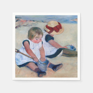 Serviette En Papier Mary Cassatt Enfants Jouant sur la Plage 1884