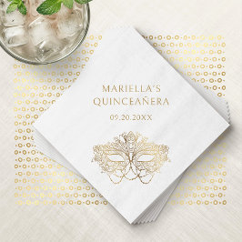 Serviette En Papier Mascarade bleue Mascarade Masque élégant Quinceane