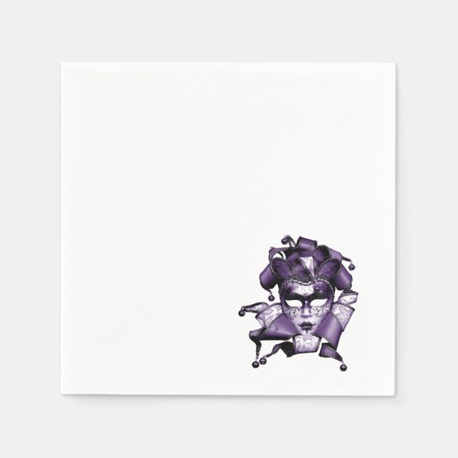 Serviette En Papier Mascarade violette Mardi Gras (Devant)