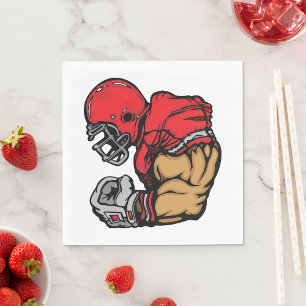Serviette En Papier Mascotte de guerrier de football robuste Muscle de