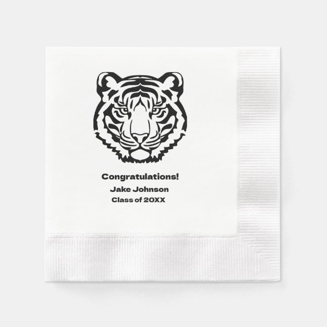 Serviette En Papier Mascotte tigre Graduation à thème serviettes Réuni (Devant)