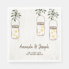 Serviette En Papier Mason Jar & Fireflies Serviettes Rustiques Mariage