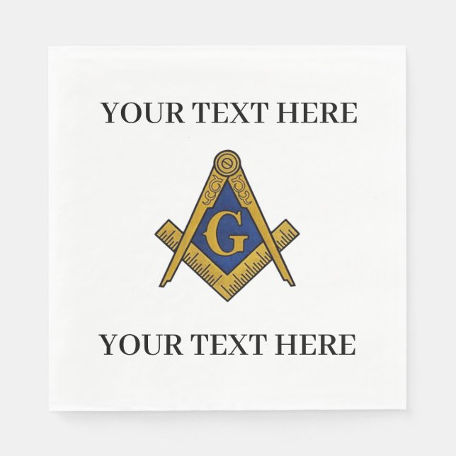 Serviette En Papier Masonic Freemason Square and Compass Blue  (Devant)
