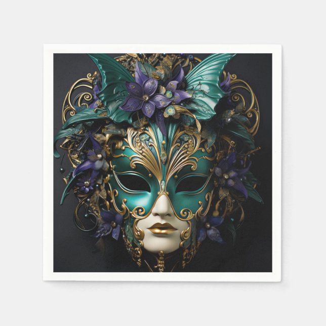 Serviette En Papier Masque d'Aqua Violet Mascarade Masques Mardi Gras  (Devant)
