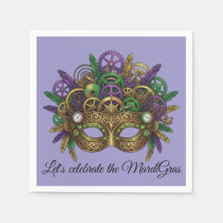 Serviette En Papier Masque de Mardi Gras Steampunk Violet Lavande