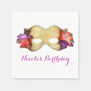 Serviette En Papier Masque de Mascarade Florale Tropicale Élégant