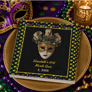 Serviette En Papier Masque Mardi Gras Fête d'anniversaire 21 ans