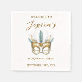 Serviette En Papier Masque or et blanc Masquerade fête Anniversaire