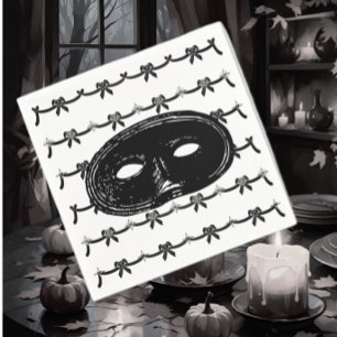 Serviette En Papier Masque vintage mascarade de fête noir et blanc