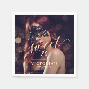 Serviette En Papier Masquerade Photo Sweet 16 Anniversaire