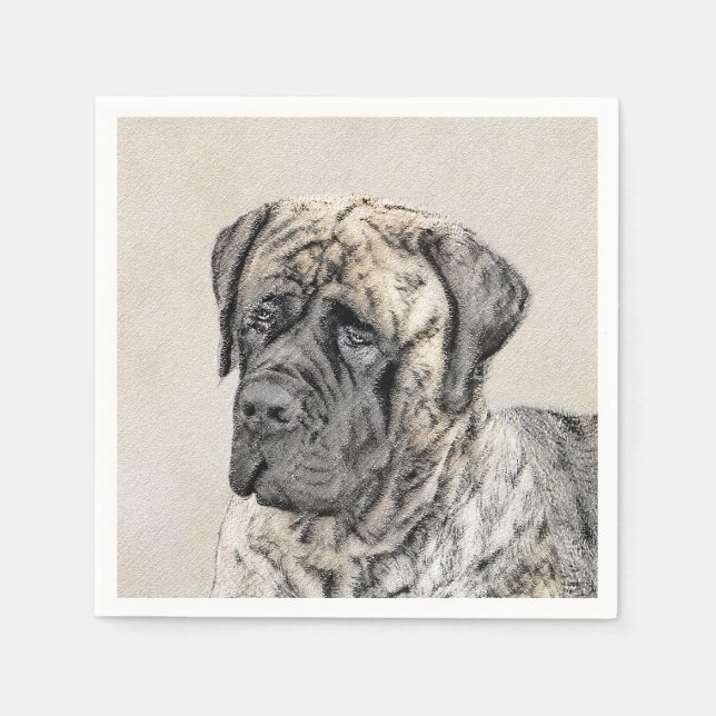 Serviette En Papier Mastiff anglais (Brindle) Peinture - Chien Art (Devant)