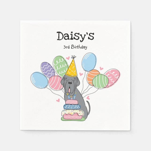 Serviette En Papier Mastiff Chien bleu napolitain fête d'anniversaire (Devant)
