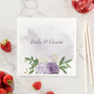 Serviette En Papier mauve mauve blanc floral