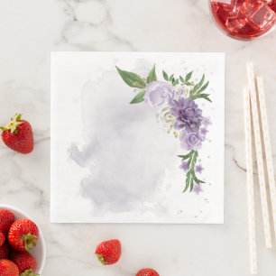 Serviette En Papier mauve mauve blanc floral