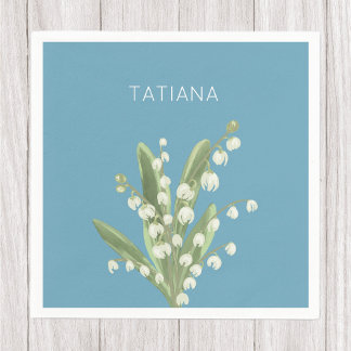 Serviette En Papier May Lily of the Valley Floral Bouquet Custom Name 
