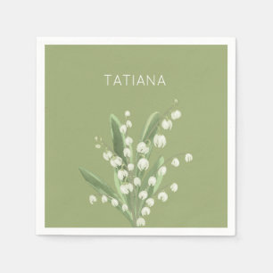 Serviette En Papier May Lily of the Valley Floral Bouquet Nom personna