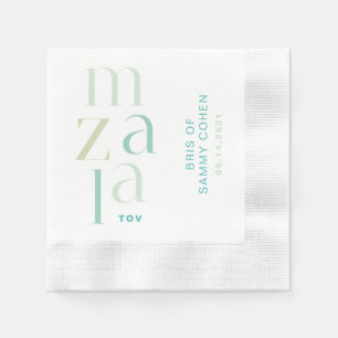 Serviette En Papier Mazal Tov félicite l'hébreu vert moderne