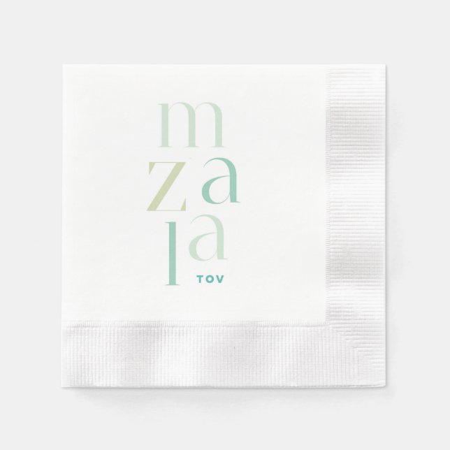 Serviette En Papier Mazel Tov Green Hébreu Félicitations (Devant)