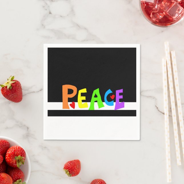 Serviette En Papier MAZIPOODLES Peace Rainbow (En situation)