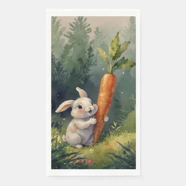 Serviette En Papier Meadow Bunny Dreams : Serviettes d'hôtes Whimsical (Devant)