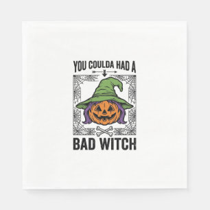 Serviette En Papier Méchante Sorcière Drôle de Citrouille d'Halloween 
