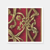 Serviette en papier médiévale rouge et or