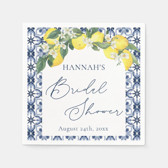 Serviette En Papier Mediterranean Lemon Main Squeeze Fête de Mariage (Devant)