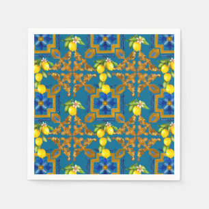 Serviette En Papier Méditerranée, majolica, tuiles