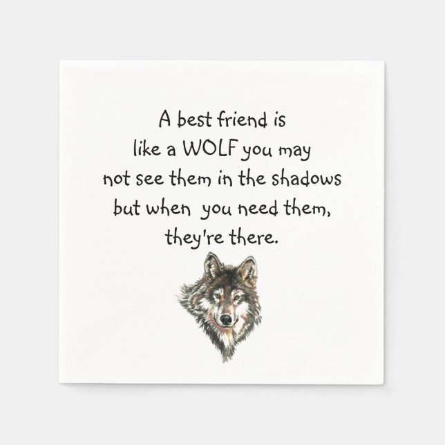 Serviette En Papier Meilleur Ami Citation Inspirationnelle Loup, Loups (Devant)