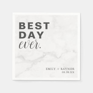 Serviette En Papier Meilleur jour de mariage en marbre gris