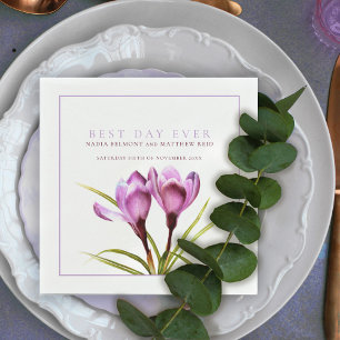 Serviette En Papier Meilleur jour jamais crocus mariage d'aquarelle co