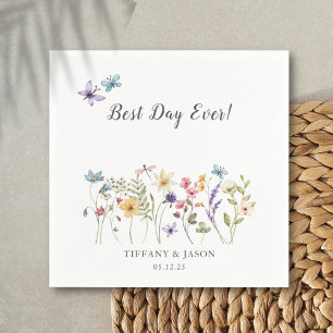 Serviette En Papier Meilleur Jour Jamais Fleur sauvage Floral Mariage 