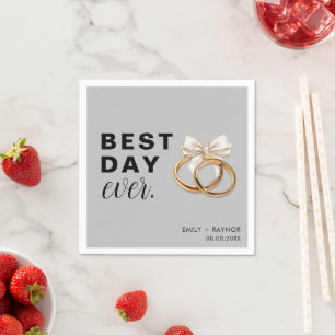 Serviette En Papier Meilleur Jour jamais Gris Mariage Napkins