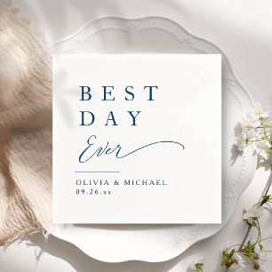 Serviette En Papier Meilleur jour jamais Mariage blanc minimaliste