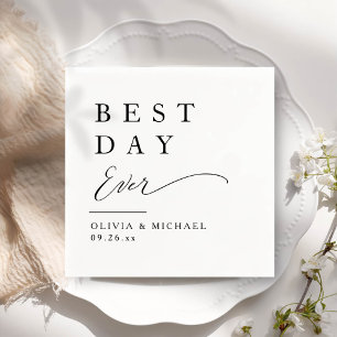 Serviette En Papier Meilleur jour jamais Mariage blanc minimaliste