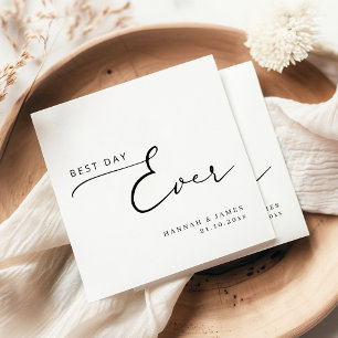 Serviette En Papier Meilleur Jour Jamais Moderne Élégant Mariage de ca