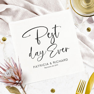 Serviette En Papier Meilleur jour jamais moderne Mariage de calligraph