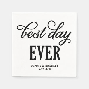 Serviette En Papier Meilleur jour jamais Noir Moderne Calligraphie Mar