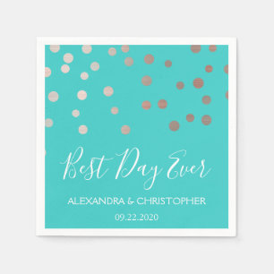 Serviette En Papier Meilleur Jour Jamais Turquoise Blue Confetti Maria