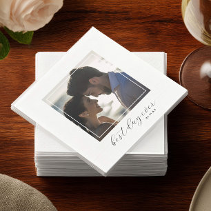 Serviette En Papier Meilleur Jour Personnalisé Photo Mariage